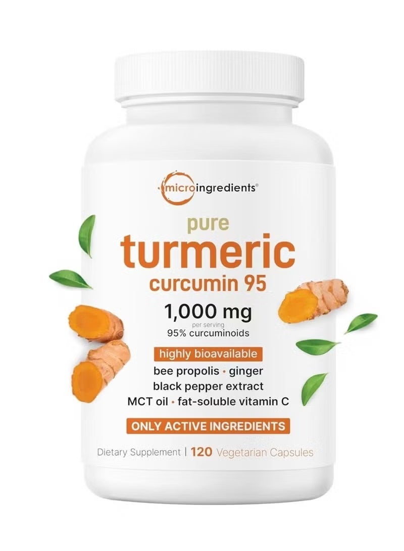 Micro Ingredients Turmeric Curcumin Supplement 1,000mg, 120 Veggie Capsules | 95% Curcuminoids with Bee Propolis, MCT Oil, Vitamin C & Black Pepper | Enhanced Absorption | Vegan, Non-GMO, Filler Free - Image 1